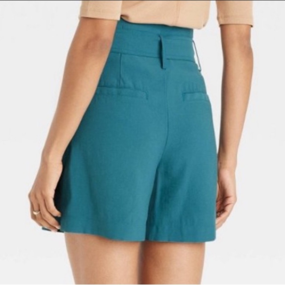 A New Day Teal Paperbag Waist Belted Shorts | High Rise Size 4 - Picture 2 of 15